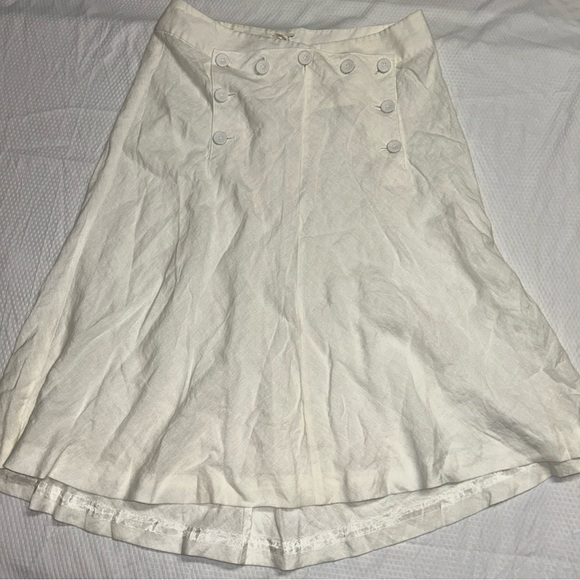 J. Crew Off-White A-Line Skirt with Button Accents Linen Soft - Picture 1 of 7